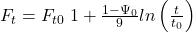 F_{t}=F_{t0}\left{ 1+\frac{1-\Psi_0}{9} ln\left( \frac{t}{t_0} \right) \right}