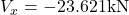 V_{x}=-23.621 \text{kN}