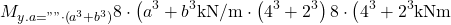 \[M_{y .a="" \cdot \left( a^3 + b^3 \right)}{8 \cdot \left( a^3 + b^3 \text{kN/m} \cdot \left( 4^3 + 2^3 \right)}{8 \cdot \left( 4^3 + 2^3 \text{kNm}\]